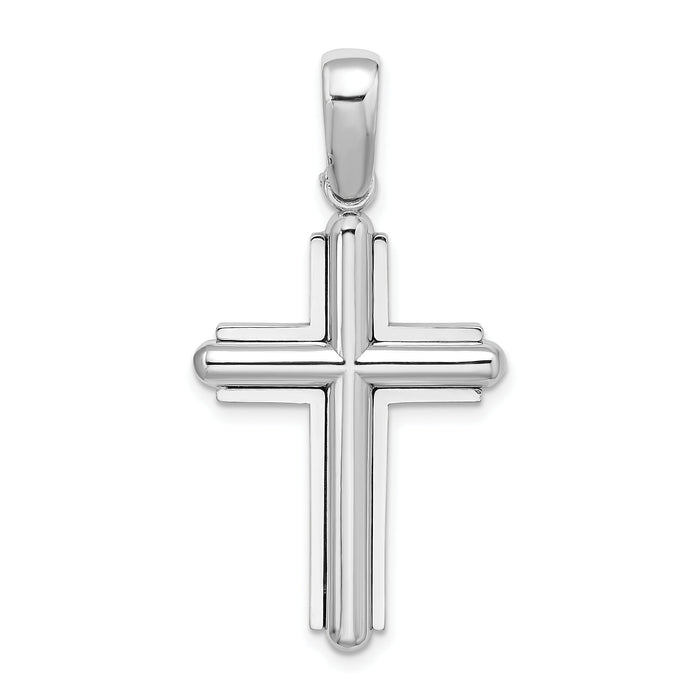 14k White Gold Beveled Cross Charm-K9723W