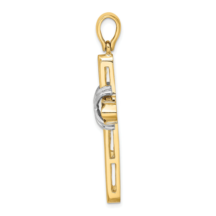 14K Two-tone  X  Center Polished Cross-K9728