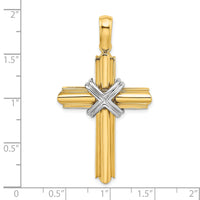14K Two-tone  X  Center Polished Cross-K9728
