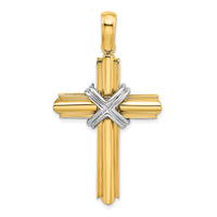14K Two-tone  X  Center Polished Cross-K9728