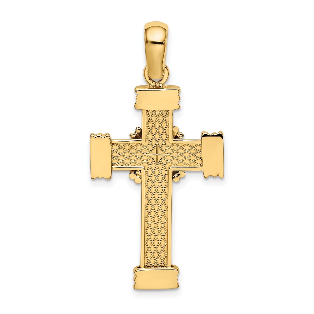 14k Polished w/ X In Center of Cross Charm-K9734