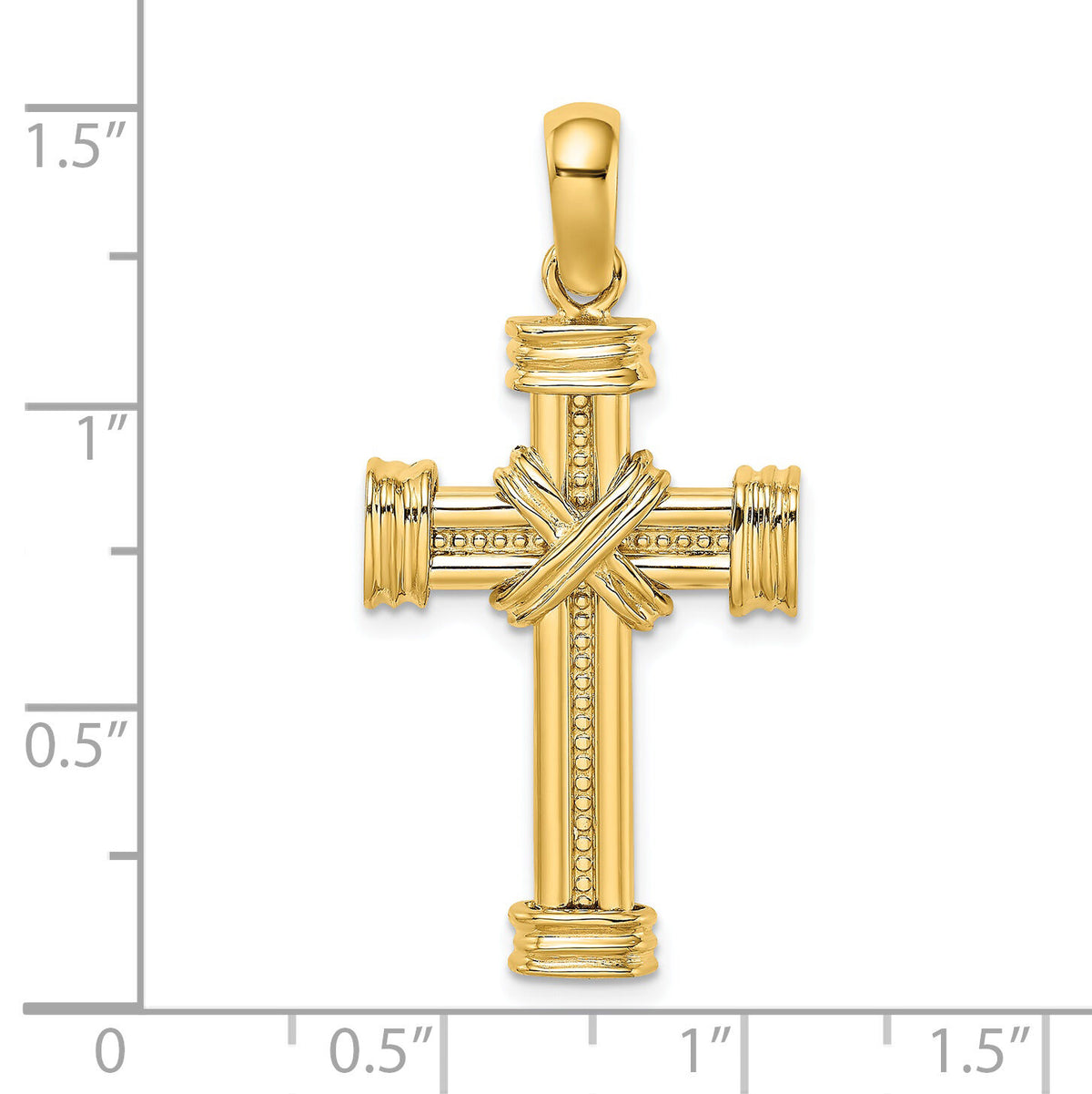 14k Polished w/ X In Center of Cross Charm-K9734