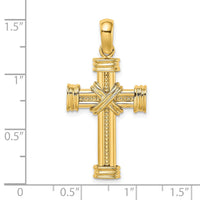14k Polished w/ X In Center of Cross Charm-K9734