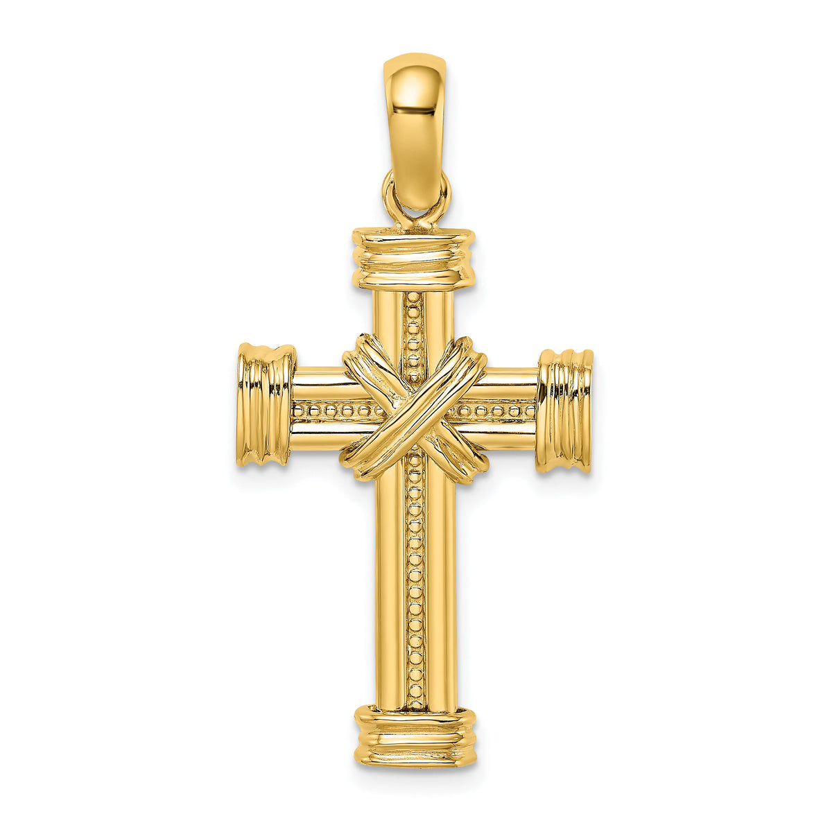14k Polished w/ X In Center of Cross Charm-K9734