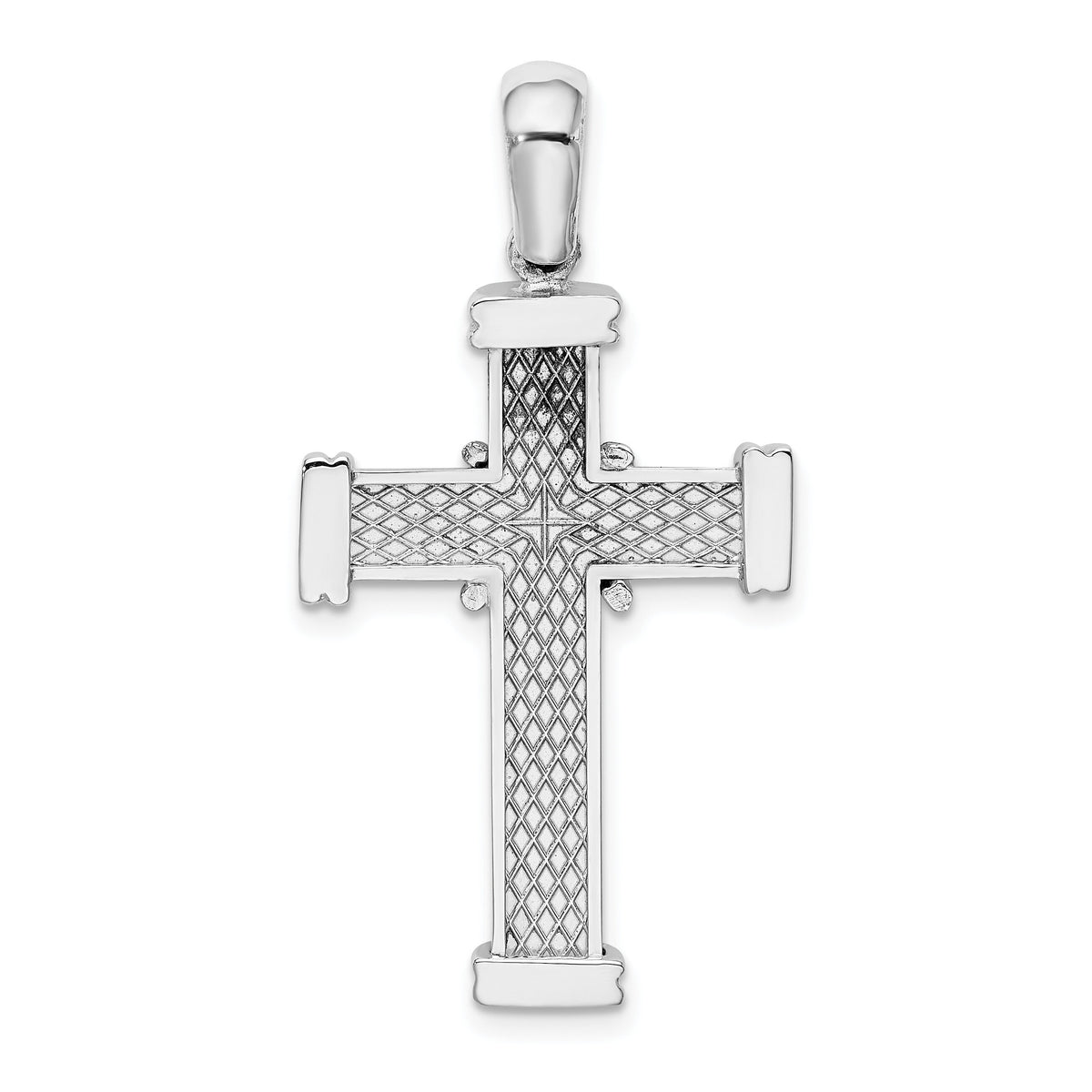 14k White Gold w/ X In Center Of Cross Charm-K9735W