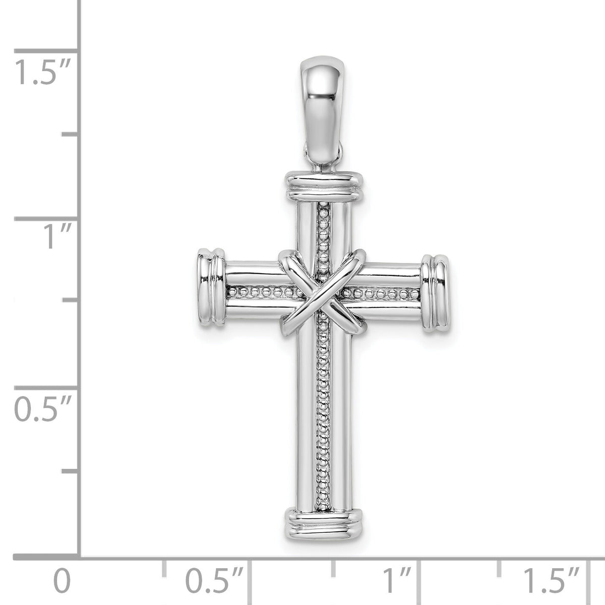 14k White Gold w/ X In Center Of Cross Charm-K9735W