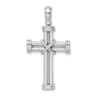 14k White Gold w/ X In Center Of Cross Charm-K9735W