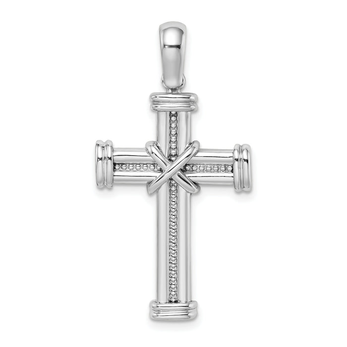 14k White Gold w/ X In Center Of Cross Charm-K9735W