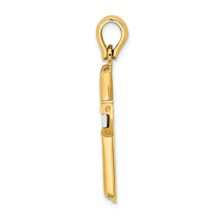 14K Two-tone Polished Cross Charm-K9737