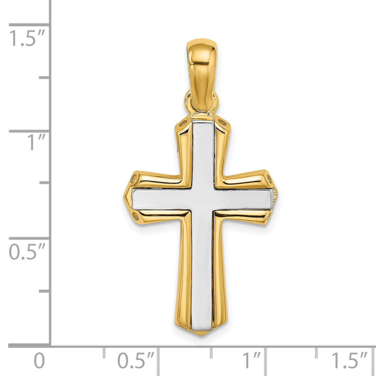 14K Two-tone Polished Cross Charm-K9737