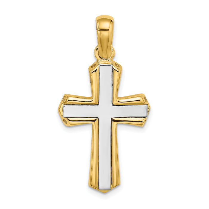 14K Two-tone Polished Cross Charm-K9737