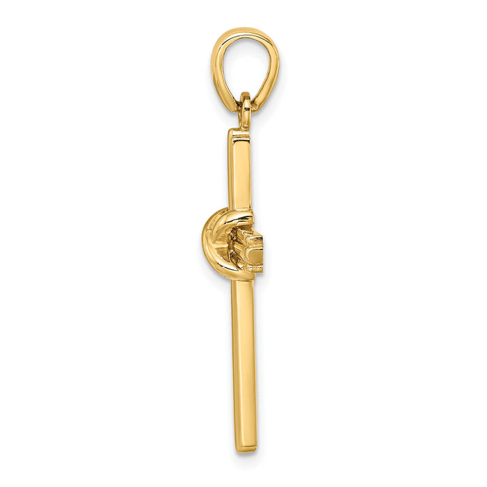 14K Polished  X  Center Cross Charm-K9739