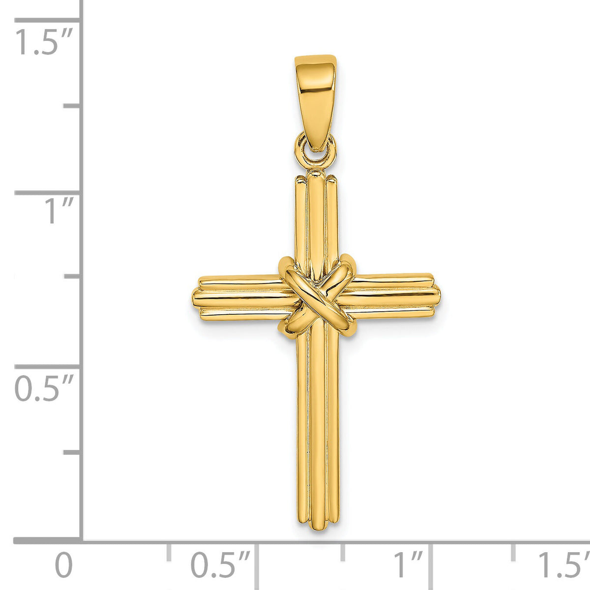 14K Polished  X  Center Cross Charm-K9739