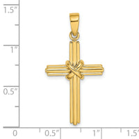 14K Polished  X  Center Cross Charm-K9739
