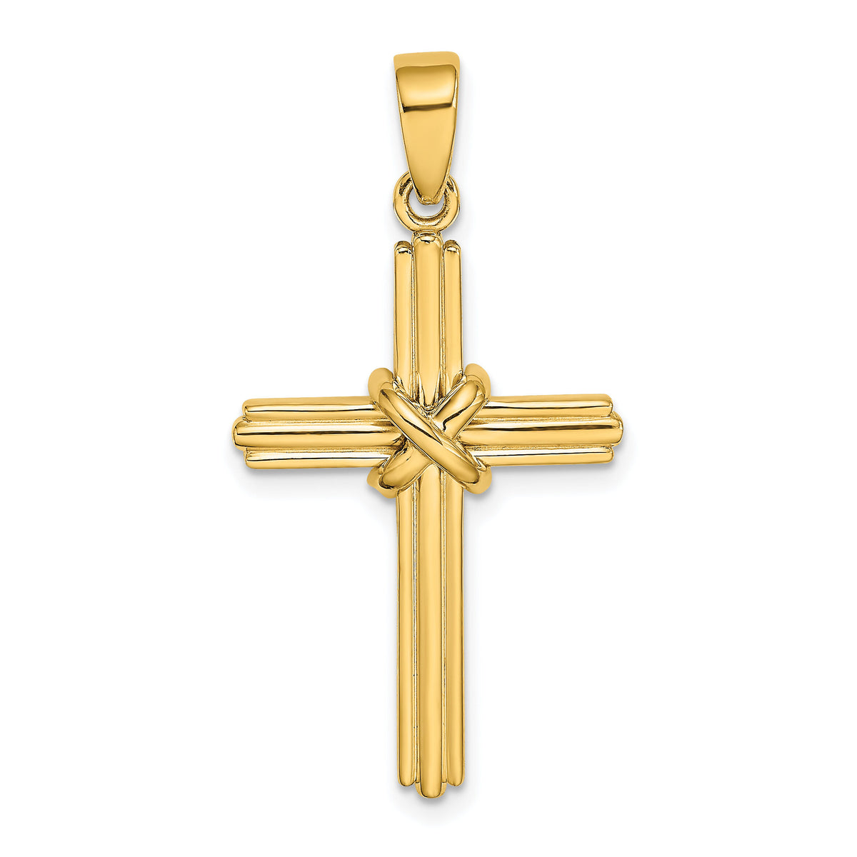 14K Polished  X  Center Cross Charm-K9739