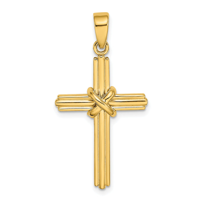 14K Polished  X  Center Cross Charm-K9739