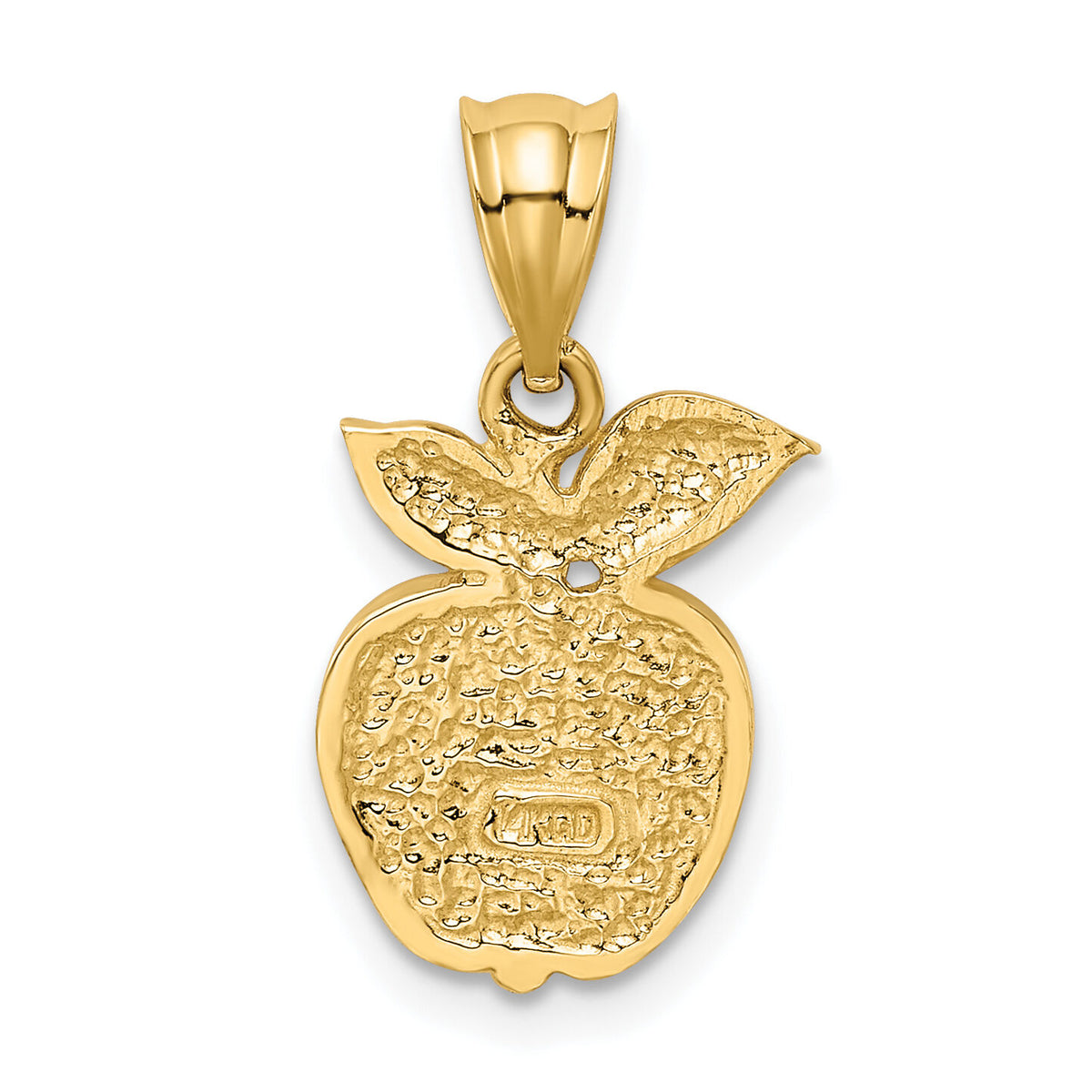 14k Polished Red Enameled Apple Pendant-K974
