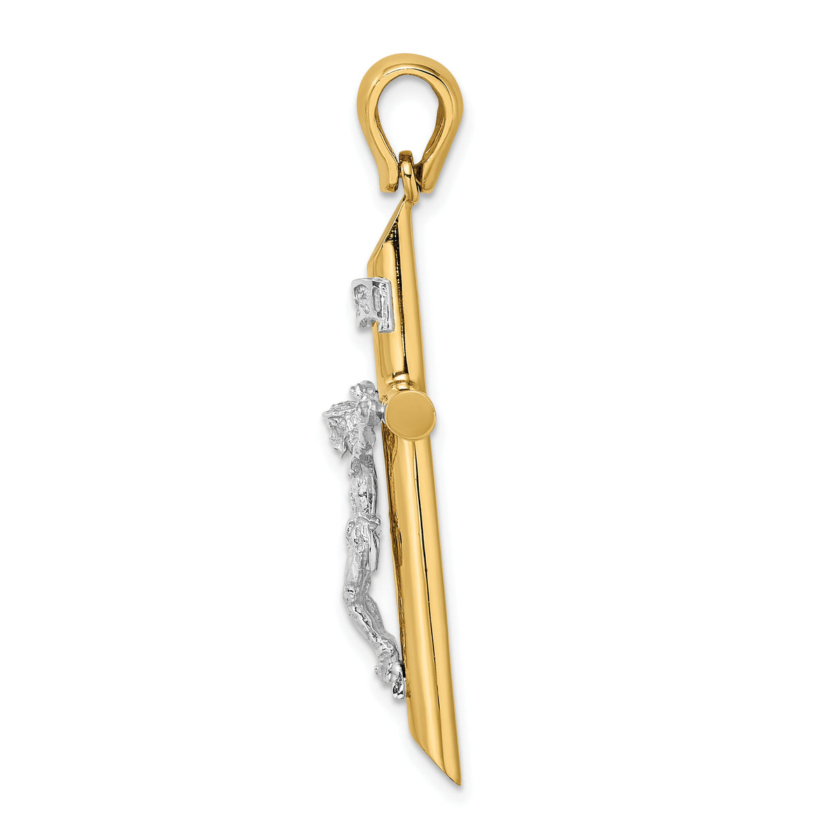 14K Two-tone Polished Crucifix Charm-K9741