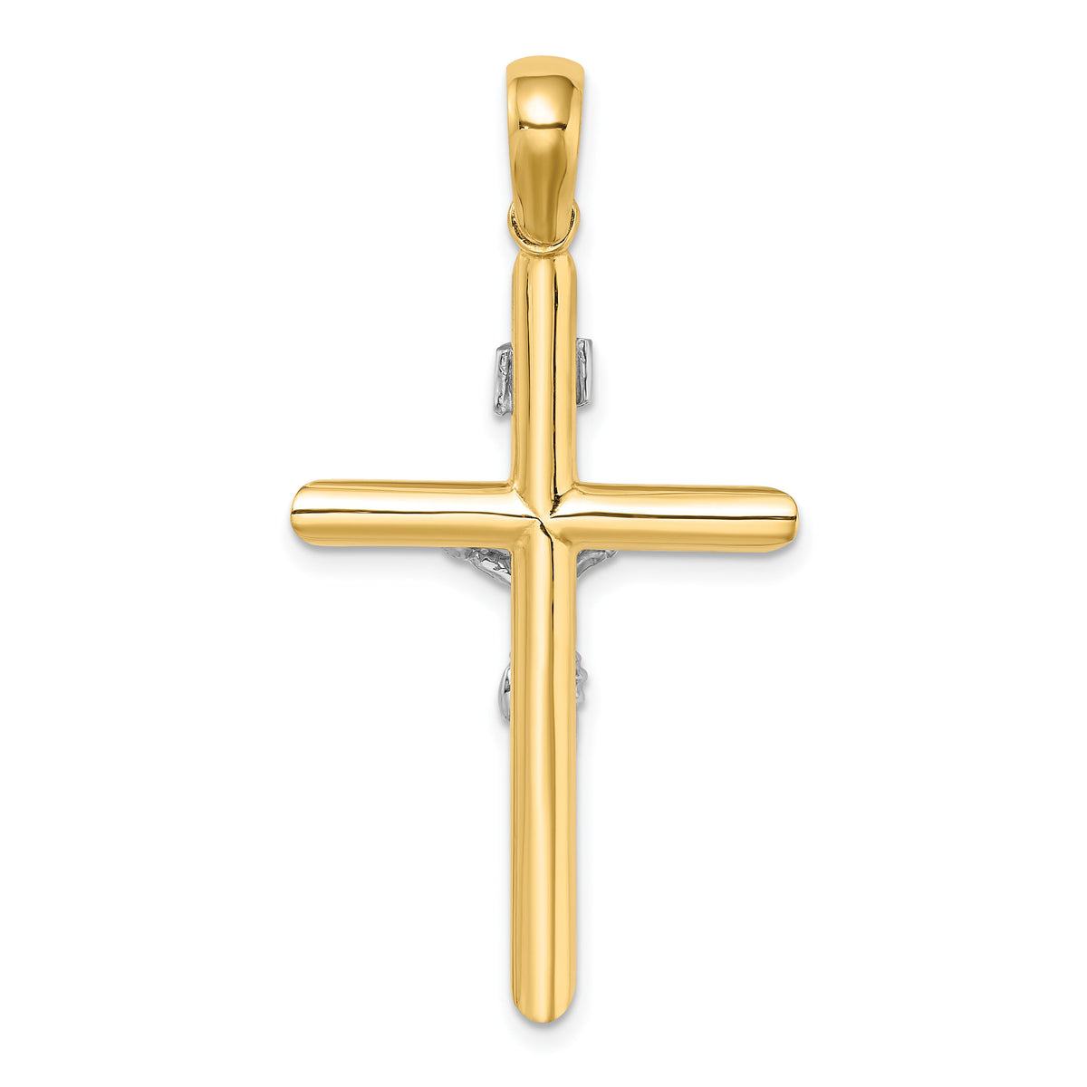 14K Two-tone Polished Crucifix Charm-K9741