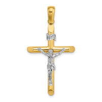 14K Two-tone Polished Crucifix Charm-K9741