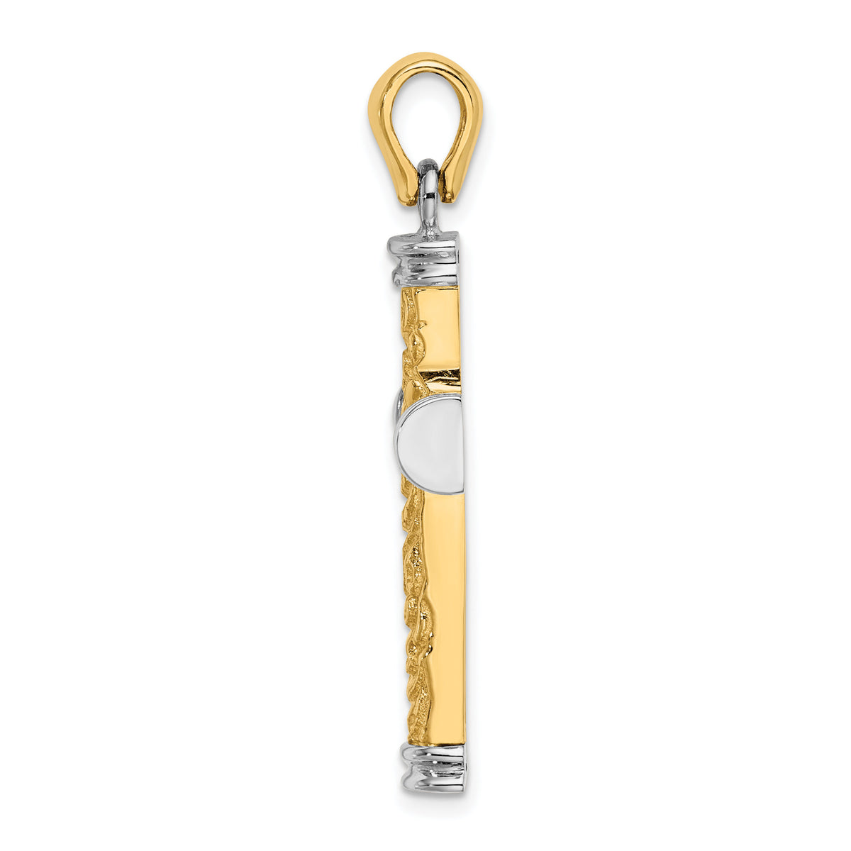 14K w/Rhodium Scroll and Double Endcaps Cross Charm-K9746