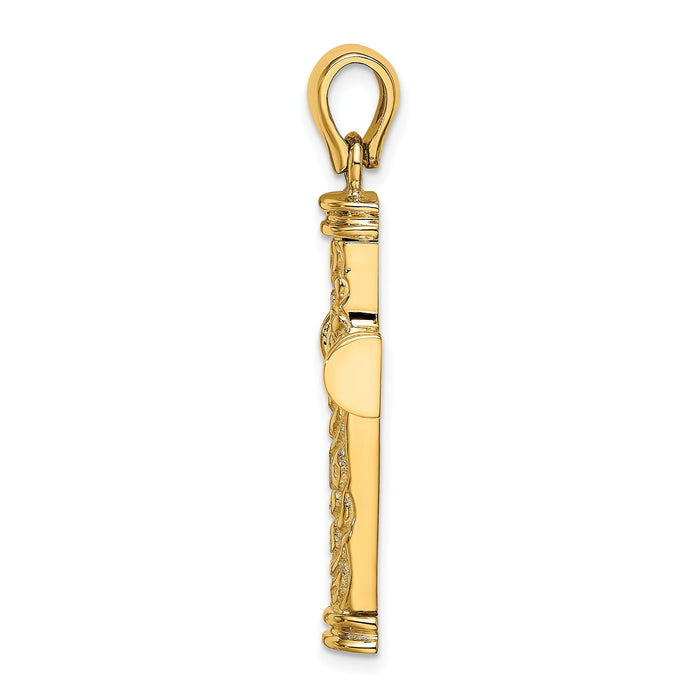 14K Scroll w/Double Endcaps Cross Charm-K9747