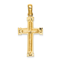 14K Scroll w/Double Endcaps Cross Charm-K9747