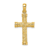 14K Scroll w/Double Endcaps Cross Charm-K9747