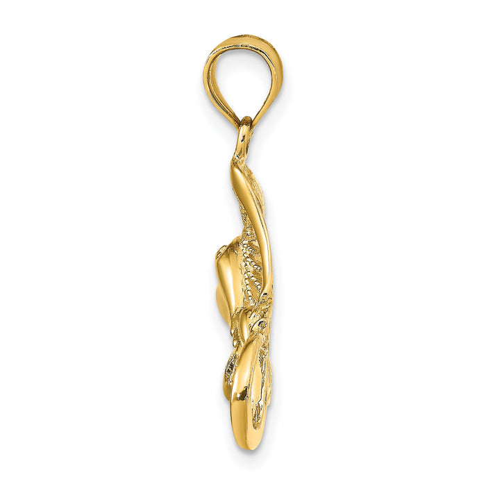 14K Polished and Textured Accent Stingray Charm-K9750