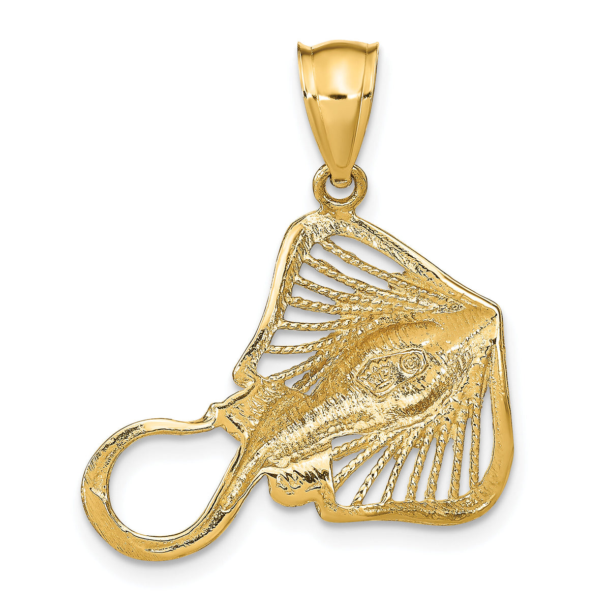 14K Polished and Textured Accent Stingray Charm-K9750