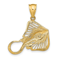 14K Polished and Textured Accent Stingray Charm-K9750