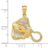 14K Polished and Textured Accent Stingray Charm-K9750