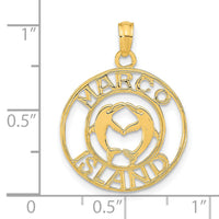 14K MARCO ISLAND with Dolphins Circle Pendant-K9754