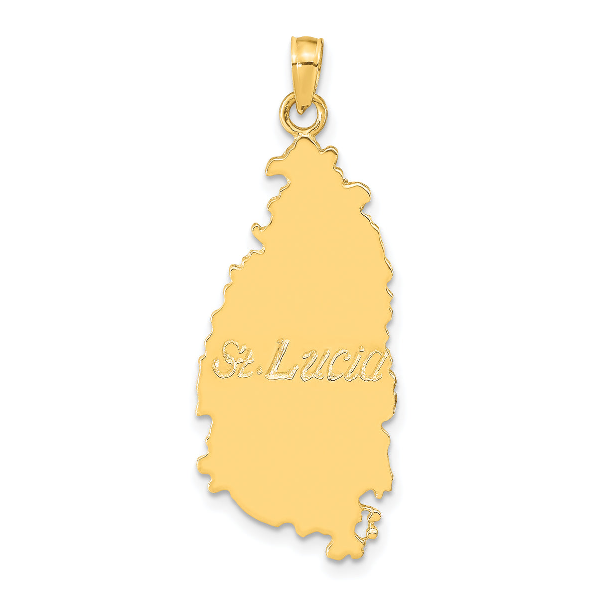 14k ST. LUCIA Island Map Pendant-K9755