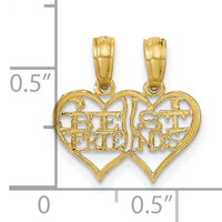 14K Polished 2 Piece Break Apart BEST FRIENDS Hearts Pendant-K9757