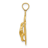 14K  3D KEY WEST Reversible Flip Flops Pendant-K9765