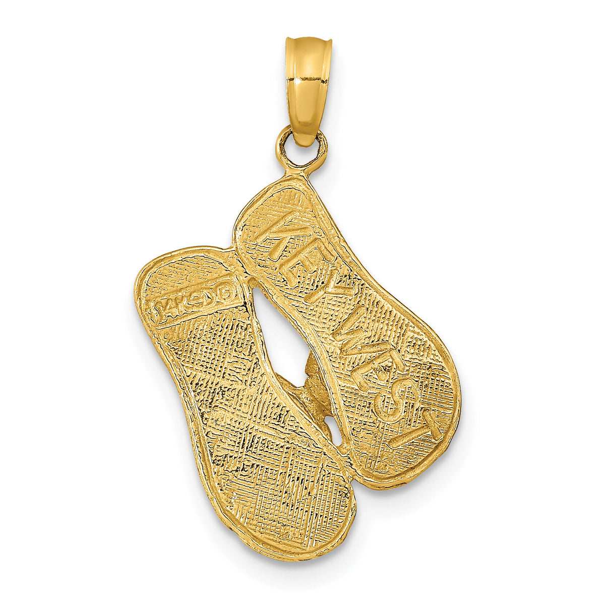 14K  3D KEY WEST Reversible Flip Flops Pendant-K9765