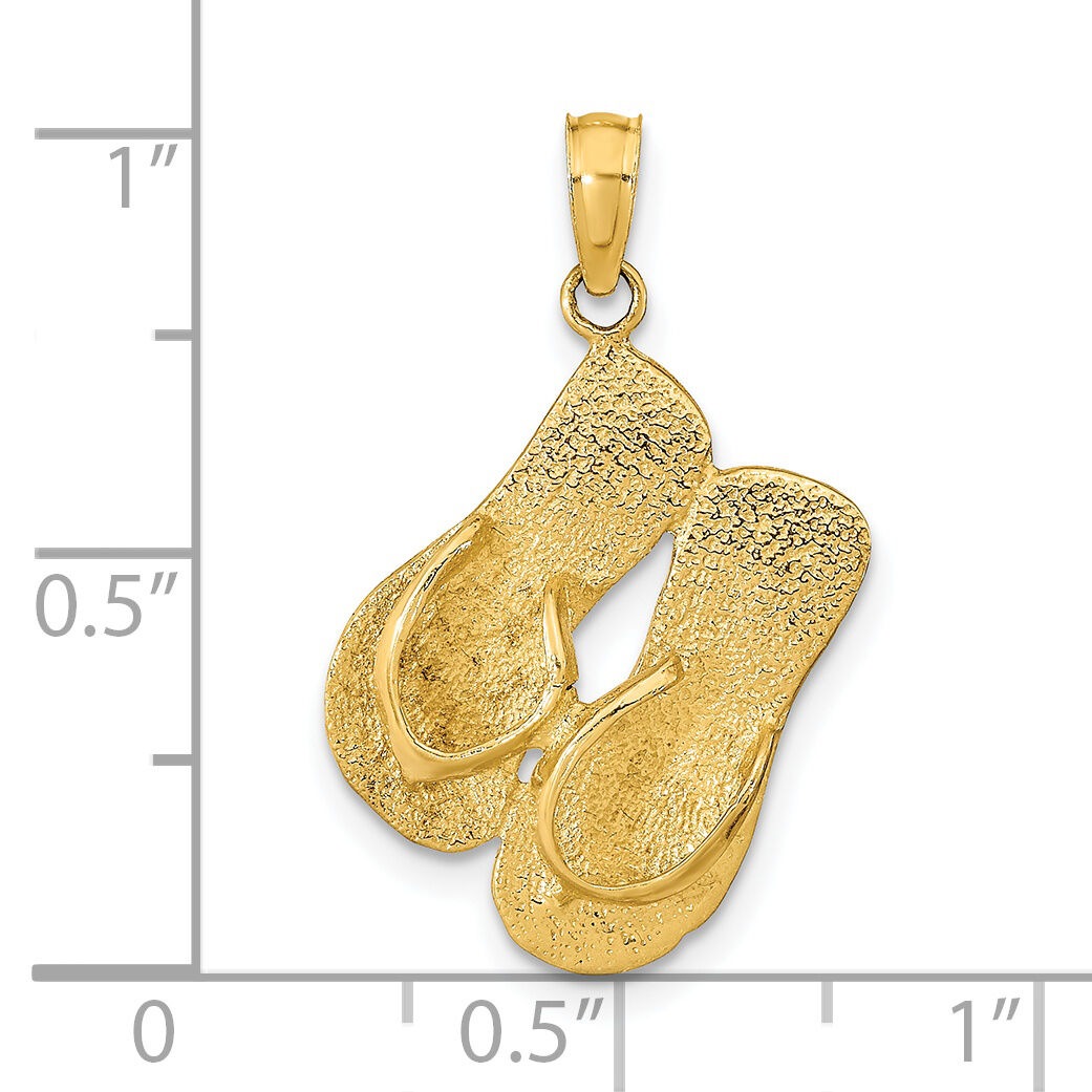 14K  3D KEY WEST Reversible Flip Flops Pendant-K9765