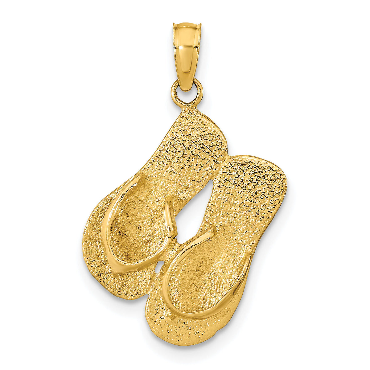 14K  3D KEY WEST Reversible Flip Flops Pendant-K9765