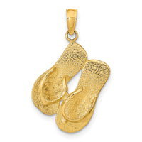 14K  3D KEY WEST Reversible Flip Flops Pendant-K9765