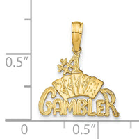 14K GAMBLER w/Cards Pendant-K9766
