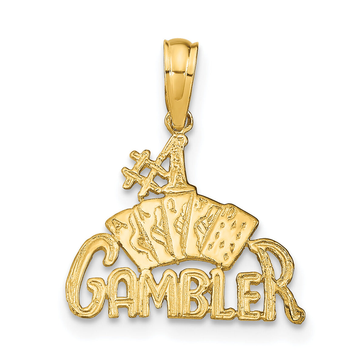 14K GAMBLER w/Cards Pendant-K9766