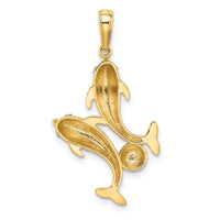 14k with White Rhodium Double Dolphin Pendant-K9779