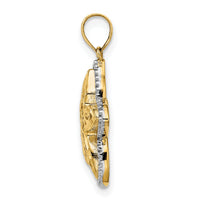 14k with White Rhodium Starfish Pendant-K9782