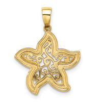 14k with White Rhodium Starfish Pendant-K9782