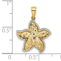 14k with White Rhodium Starfish Pendant-K9782