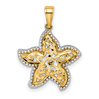 14k with White Rhodium Starfish Pendant-K9782