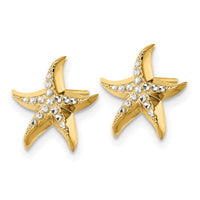 14k w/Rhodium Starfish Post Earrings-K9783E