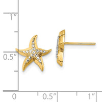 14k w/Rhodium Starfish Post Earrings-K9783E