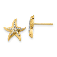 14k w/Rhodium Starfish Post Earrings-K9783E